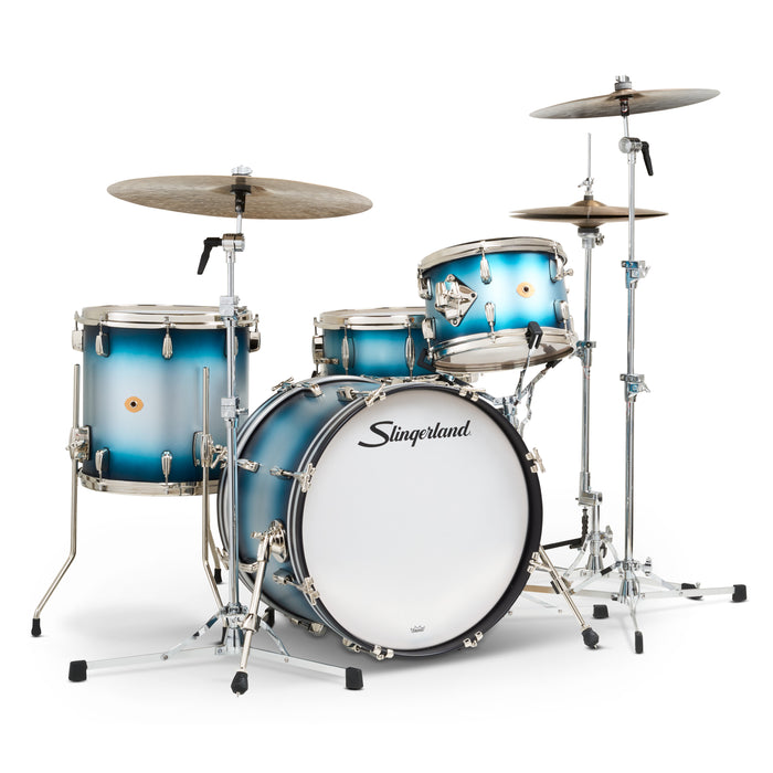 Slingerland Radio King Outfit Drum Kit 20-12-14x14in - Blue and Silver Lacquer - Timpano-percussion