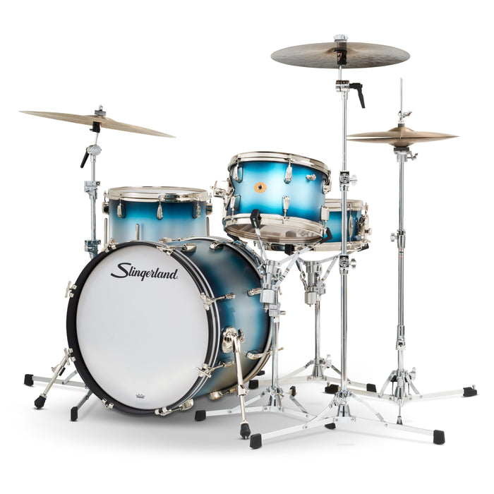 Slingerland Radio King Outfit Drum Kit 20-12-14x14in - Blue and Silver Lacquer - Timpano-percussion