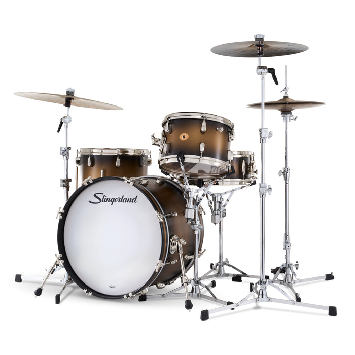 Slingerland Radio King Outfit Drum Kit 20-12-14x14in - Black and Gold Lacquer - Timpano-percussion