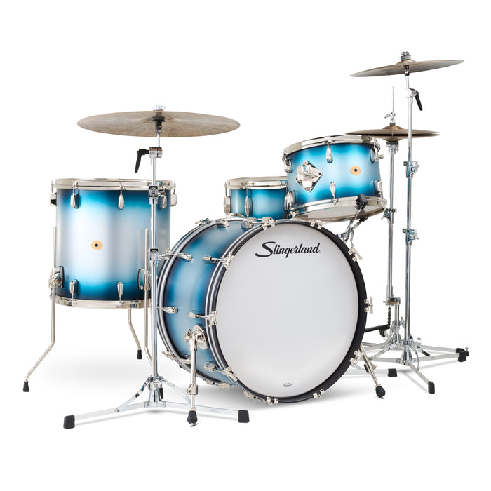 Slingerland Radio King Outfit Drum Kit 22-13-16x14in - Blue and Silver Lacquer - Timpano-percussion