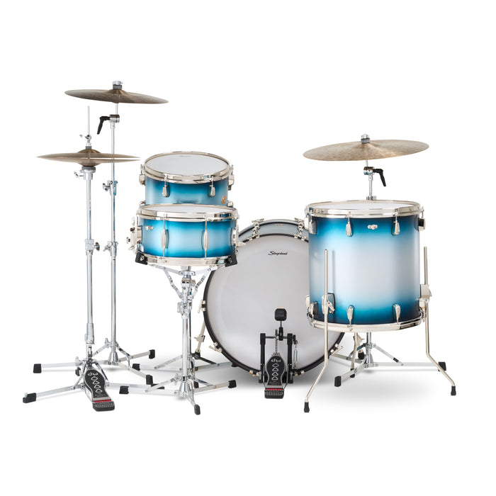 Slingerland Radio King Outfit Drum Kit 22-13-16x14in - Blue and Silver Lacquer - Timpano-percussion