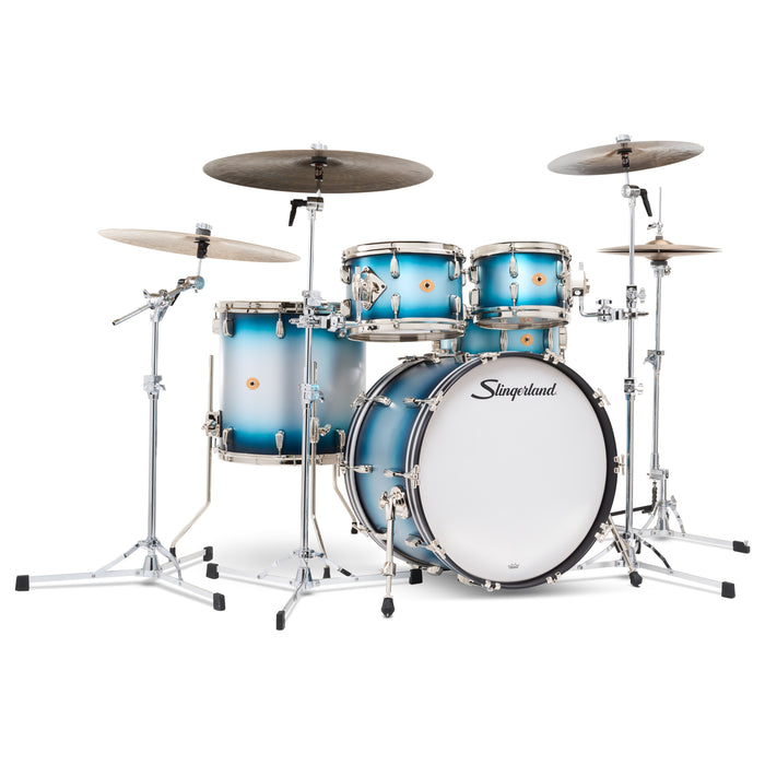 Slingerland Radio King Outfit Drum Kit 22-10-12-16x14in -  Blue and Silver Lacquer - Timpano-percussion