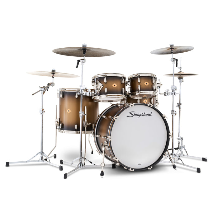 Slingerland Radio King Outfit Bass Drum 22-10-12-16x14in - Black and Gold Lacquer - Timpano-percussion