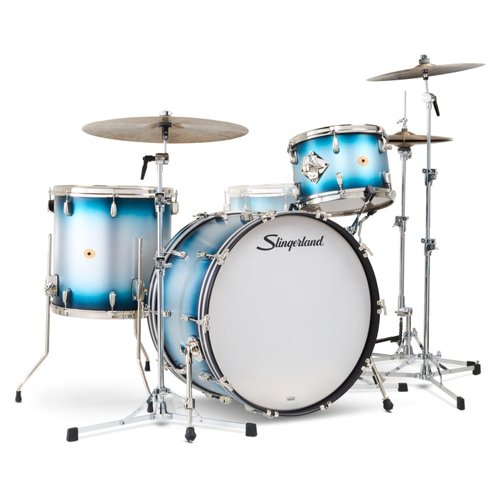 Slingerland Radio King Outfit Drum Kit 24-13-16in - Blue & Silver Lacquer - Timpano-percussion