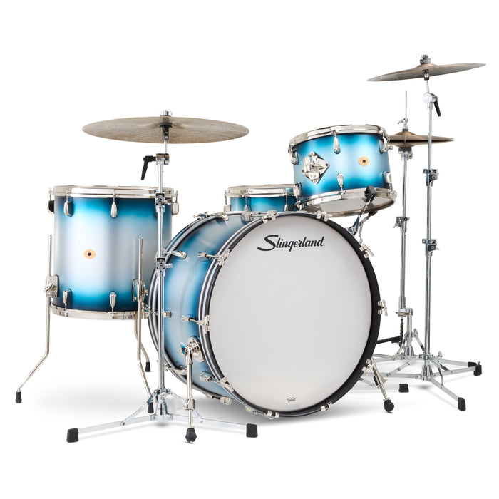 Slingerland Radio King Outfit Drum Kit 24-13-16x14in - Blue and Silver Lacquer - Timpano-percussion