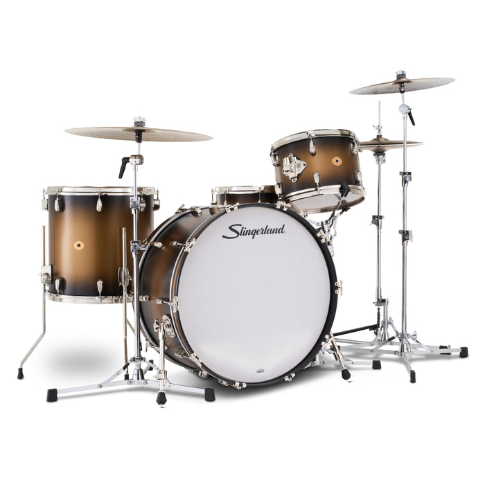 Slingerland Radio King Outfit Drum Kit 24-13-16x14in - Black and Gold Lacquer - Timpano-percussion