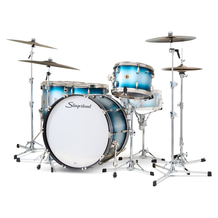 Slingerland Radio King Outfit Drum Kit 24-13-16-18in - Blue and Silver Lacquer - Timpano-percussion