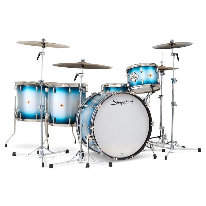 Slingerland Radio King Outfit Drum Kit 24-13-16-18x14in - Blue and Silver Lacquer - Timpano-percussion