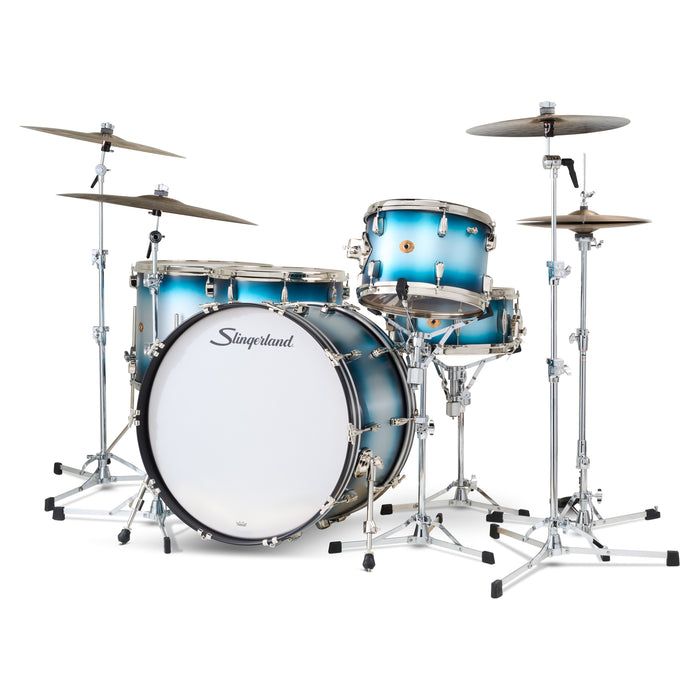 Slingerland Radio King Outfit Drum Kit 24-13-16-18x14in - Blue and Silver Lacquer - Timpano-percussion