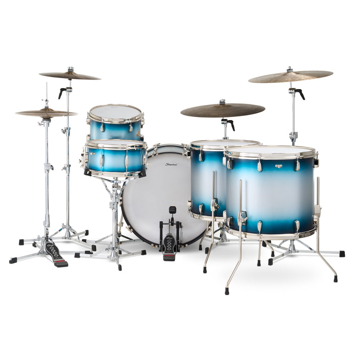 Slingerland Radio King Outfit Drum Kit 24-13-16-18x14in - Blue and Silver Lacquer - Timpano-percussion