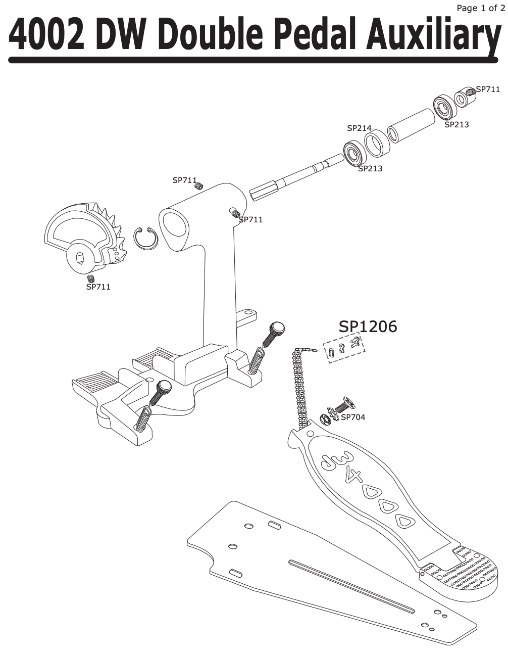 DW 4000 Double Pedal Auxillary Parts
