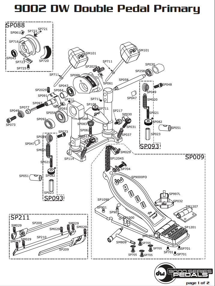 DW 9000 Double Pedal Primary