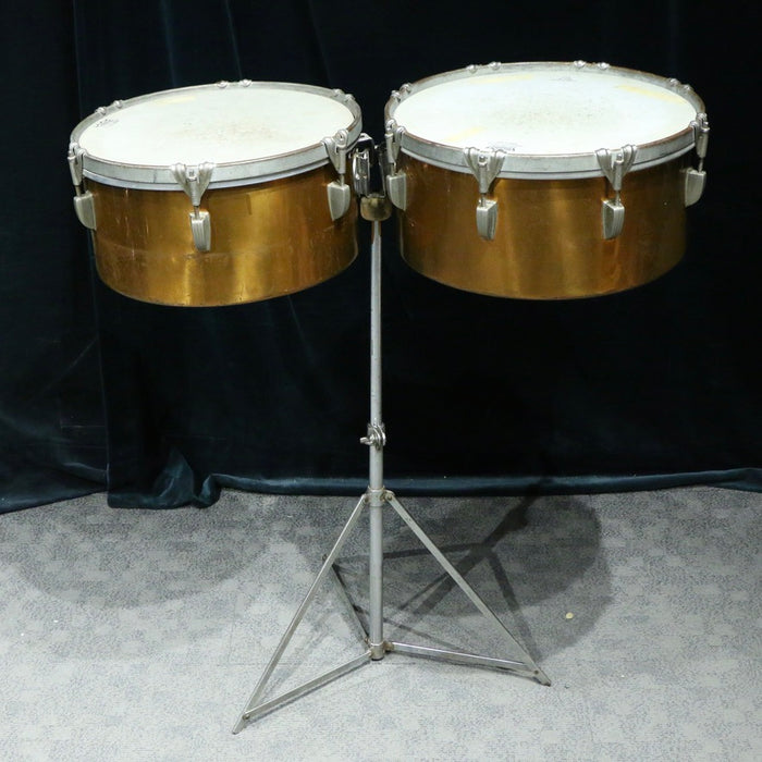 Timbales latines usagées WFL Copper 13-14po - avec pied