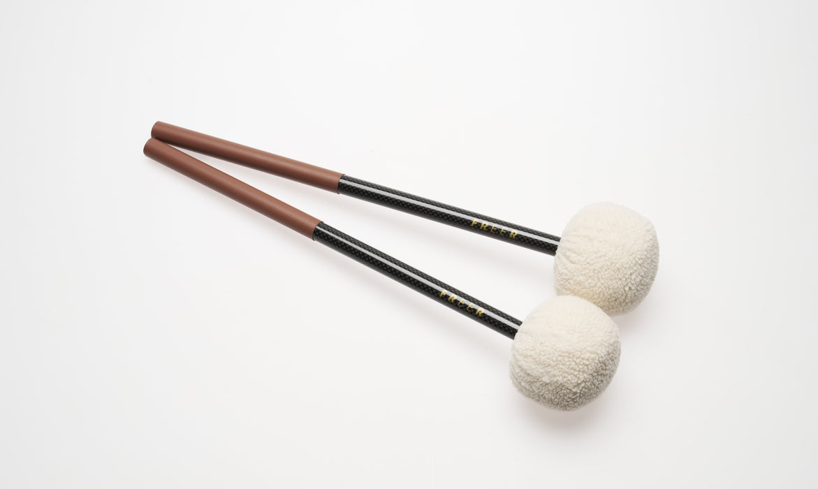 Freer BDLR Carbon Fiber Shaft Light Bass Drum Rollers Cork Core (sold in pairs)