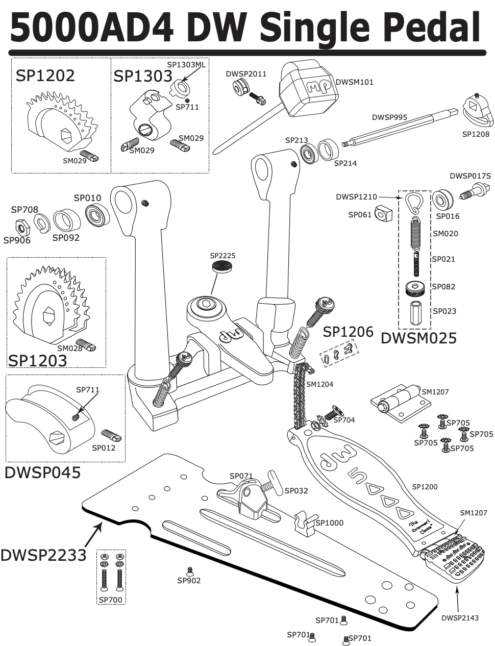 DW 5000AD4 Single Pedal Parts