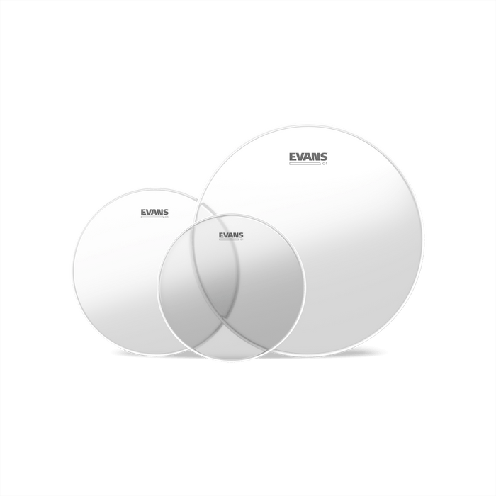 Evans G1 Clear Tom Drumhead Clear Rock Tom Pack (10, 12, 16in) - Timpano-percussion