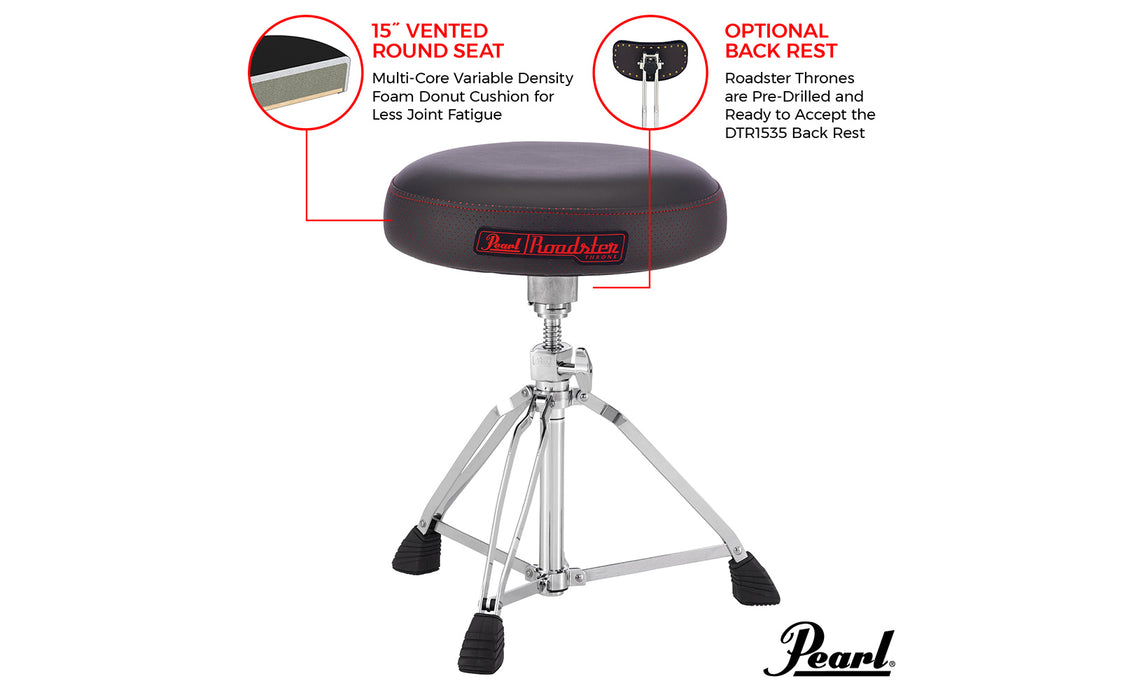 Banc Pearl Roadster Drummer's Throne avec siège rond