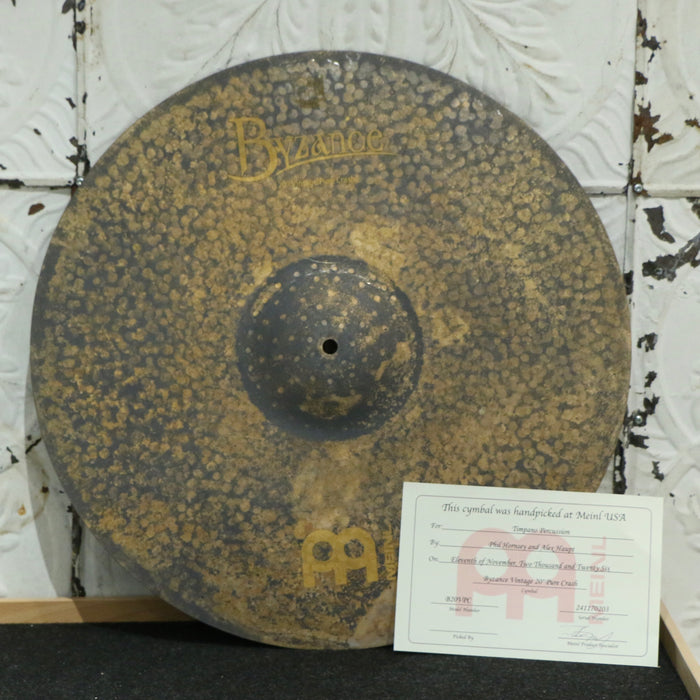 Meinl Byzance Vintage Pure Crash Cymbal 20in (1665g) HANDPICKED