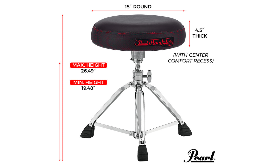 Banc Pearl Roadster Drummer's Throne avec siège rond