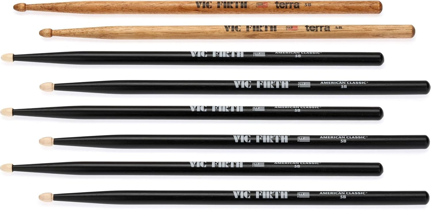 3 paires de baguettes Vic Firth 5BB + 1 paire de Terra 5B GRATUITE