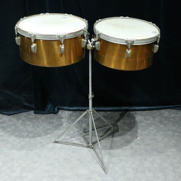 Timbales latines usagées WFL Copper 13-14po - avec pied
