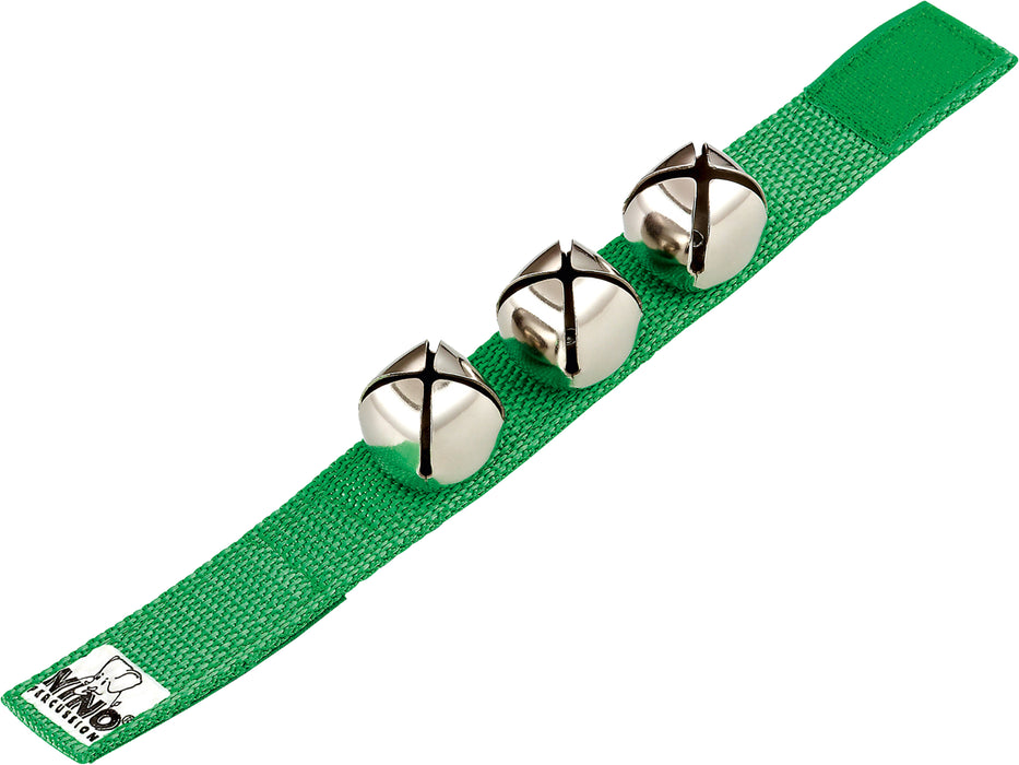 Meinl Nino WRIST BELLS 3 steel bells on nylon strap green