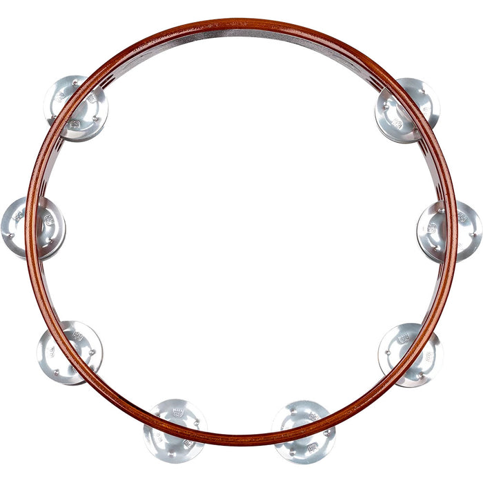 Meinl Traditional Wood Tambourin 2 rangées aluminium 10po - marron