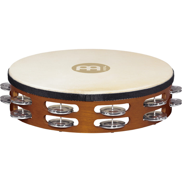 Tambourine Meinl Traditional Wood peau chèvre 2 rangées aluminium 10po