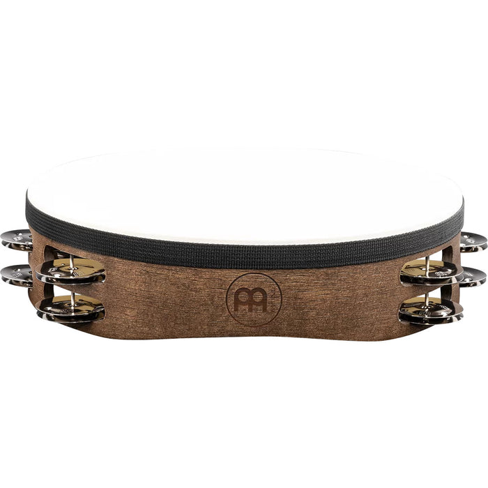 Tambourine Meinl Traditional Goatskin Wood 2 rangées - cymbalettes en acier inoxydable - noyer brun