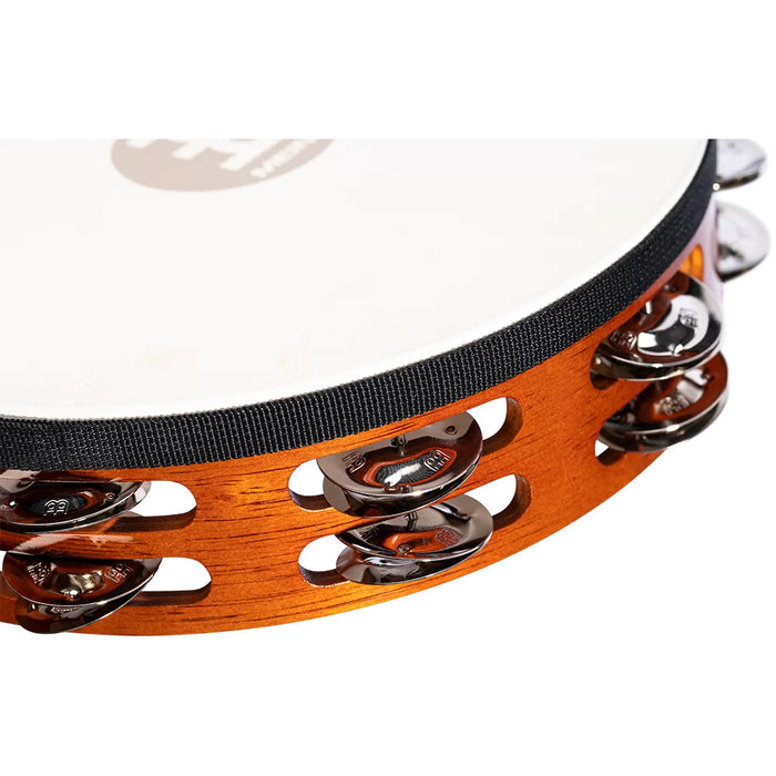 Meinl Traditional Goatskin Wood Tambourine 2 rows steel jingles