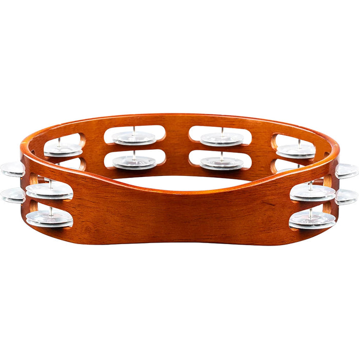 Meinl Traditional Wood Tambourin 2 rangées aluminium 10po - marron