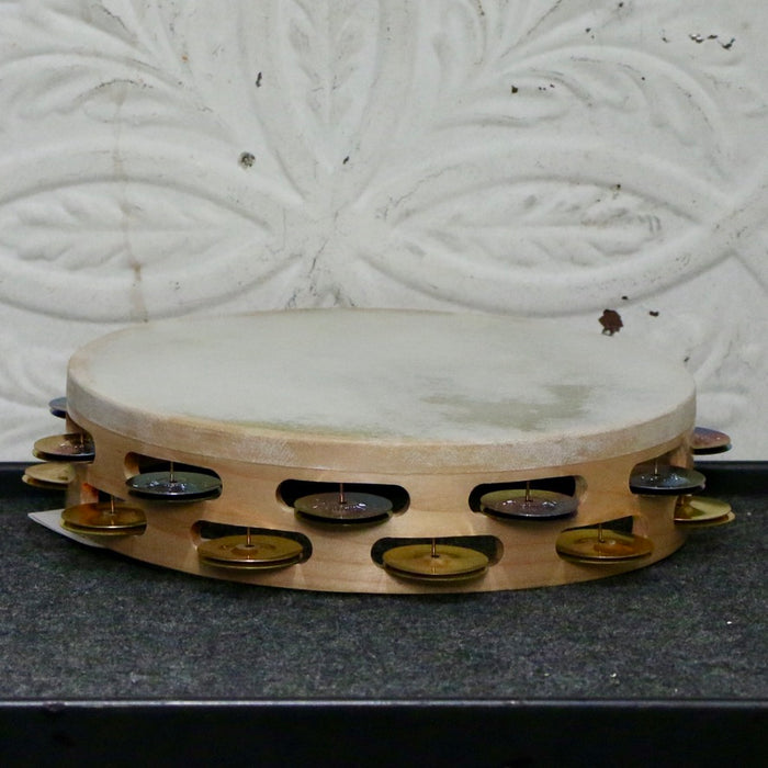 Tambourine Ron Vaughn en érable avec peau German Silver et Brass 10po