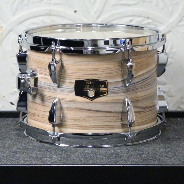 Batterie TAMA Imperialstar 20-10-12-14po + caisse claire 14po avec quincaillerie et cymbales - Natural Zebrawood Wrap