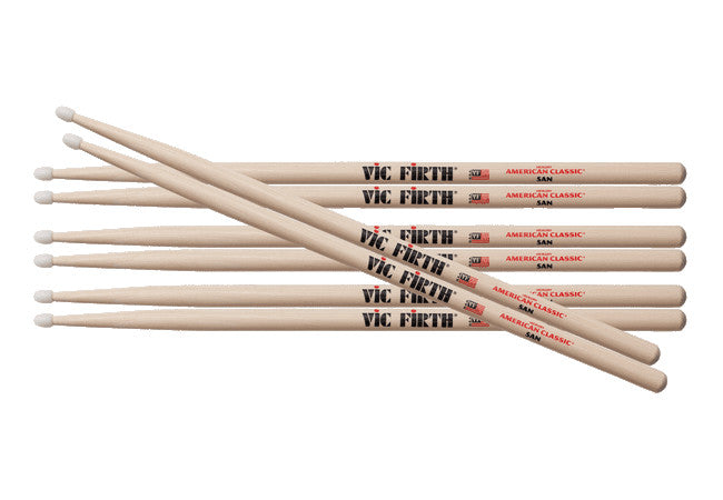 Vic Firth 5A nylon tip VIC GRIP sticks -4 pairs for thepriceof 3