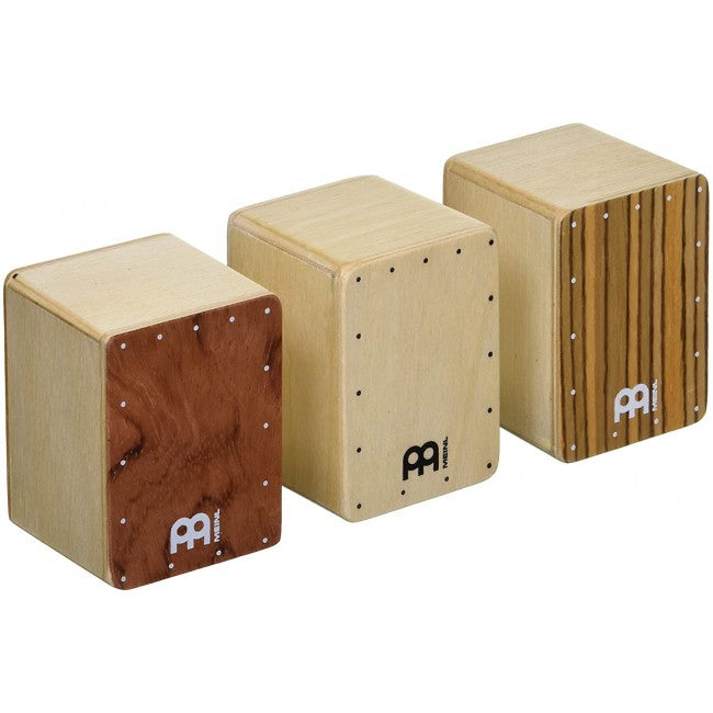 Jeu de 3 shakers Meinl mini cajon shaker, bubinga natural zebrano