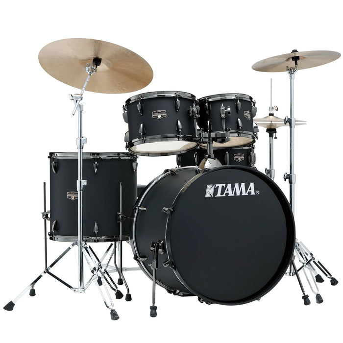 Tama Imperialstar Drum Kit 22-10-12-16+14in - Blacked Out Black, with hardware and cymbals