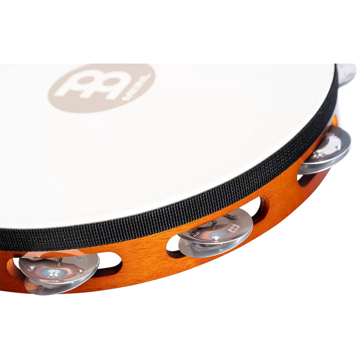 Tambourine Meinl Traditional peau de chèvre 10po - 1 rangée, cymbalettes en aluminium Antique Brown