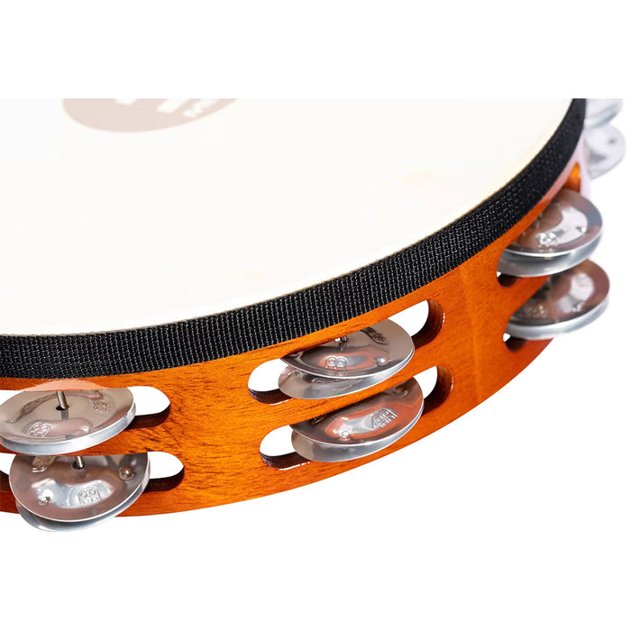 Meinl Traditional Wood Tambourine Goatskin 2 rows aluminum 10in