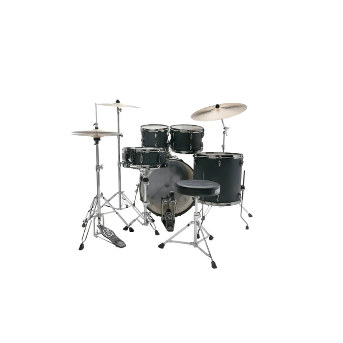 Tama Imperialstar Drum Kit 22-10-12-16+14in - Blacked Out Black, with hardware and cymbals